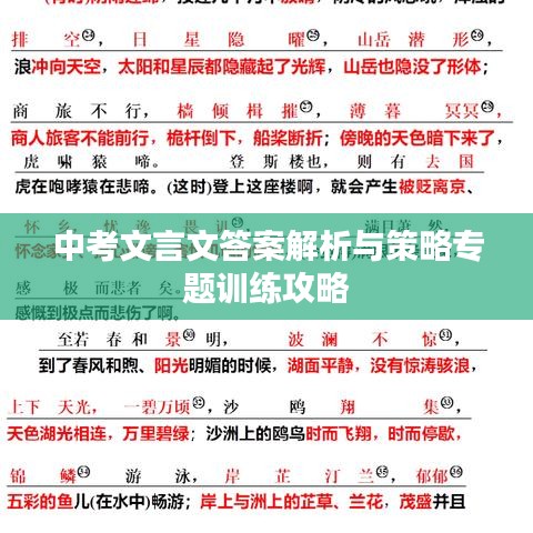中考文言文答案解析与策略专题训练攻略
