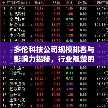 多伦科技公司规模排名与影响力揭秘,行业翘楚的地位与实力解析