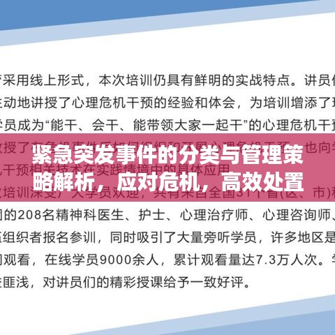 紧急突发事件的分类与管理策略解析，应对危机，高效处置之道