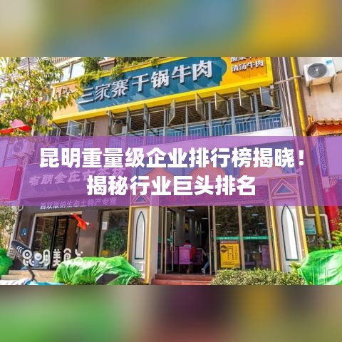 昆明重量级企业排行榜揭晓!揭秘行业巨头排名