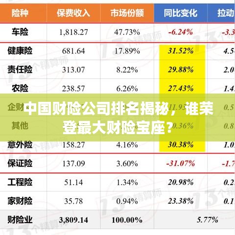 中国财险公司排名揭秘,谁荣登最大财险宝座?