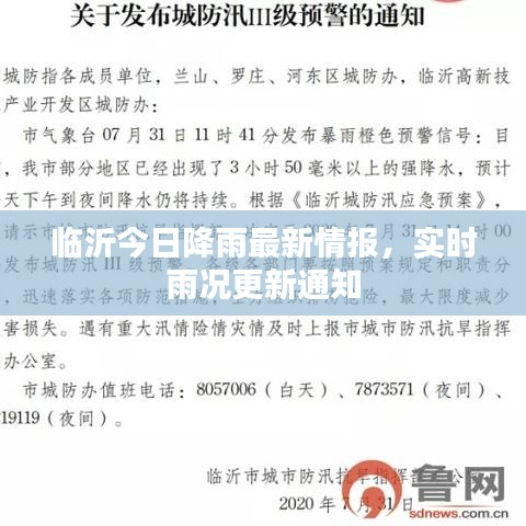 临沂今日降雨最新情报,实时雨况更新通知