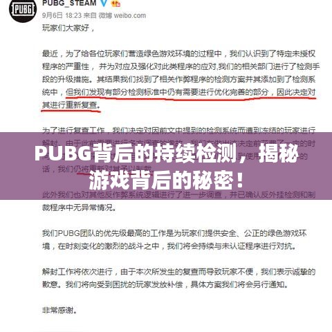 PUBG背后的持续检测，揭秘游戏背后的秘密！
